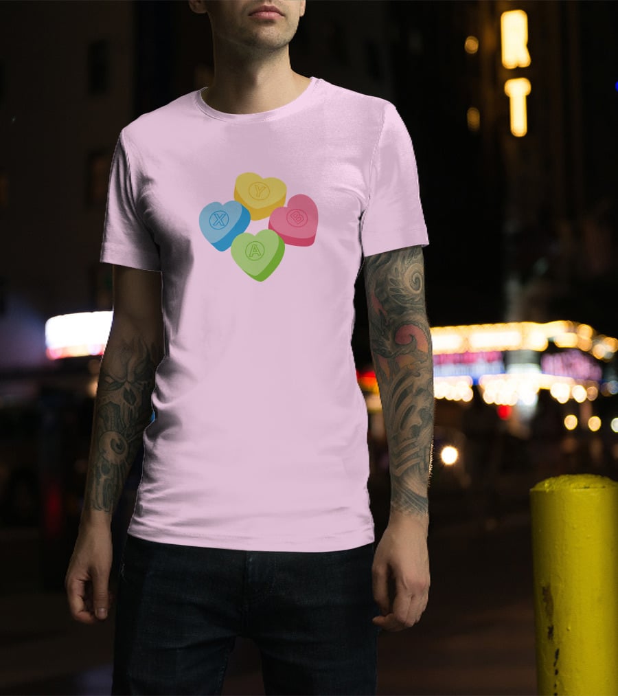 Valentine's Candy Hearts X Y A B T-Shirt