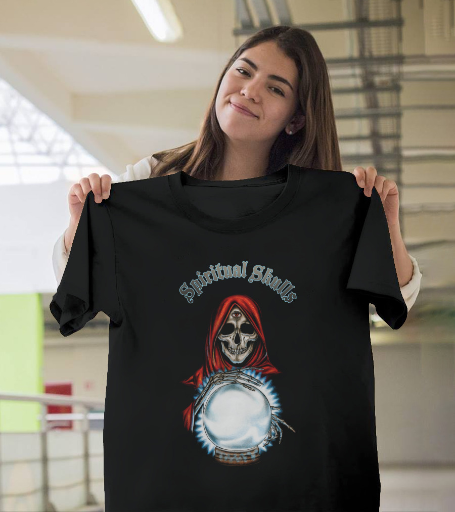 Spiritual Skulls Mystic Reaper With Crystal Ball T-Shirt