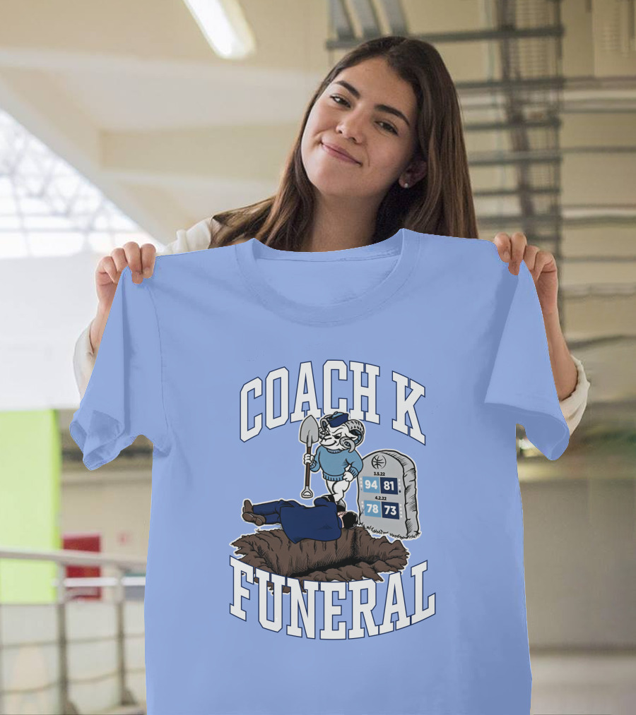 Coach K Funeral Blue Devil Gravesite Shovel Tombstone Basketball Numbers T-Shirt