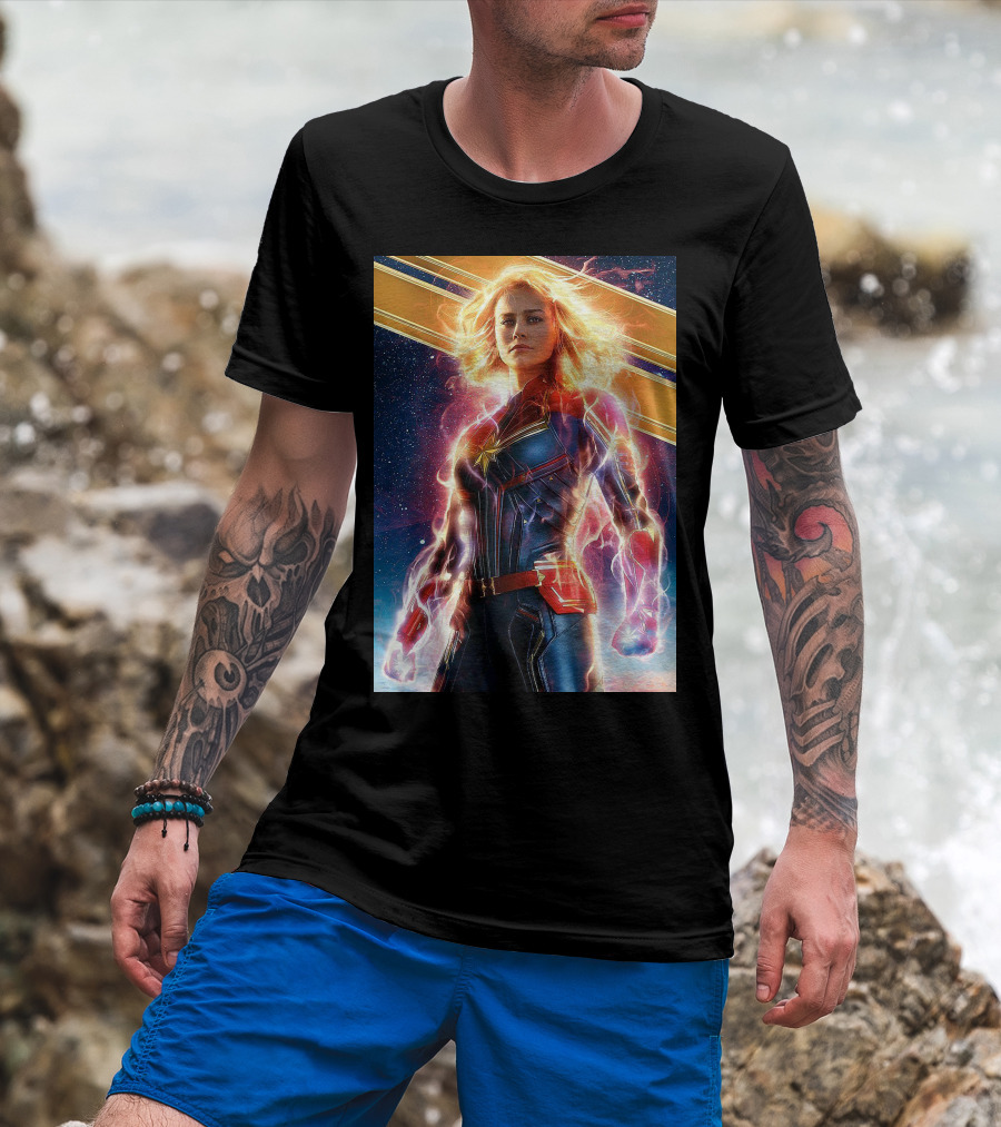 Captain Marvel Shining Heroic Power Cosmic Energy T-Shirt