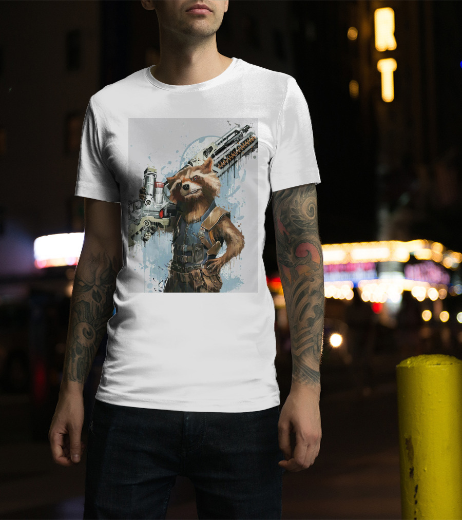 Rocket Raccoon Guardians Of The Galaxy Gun T-Shirt