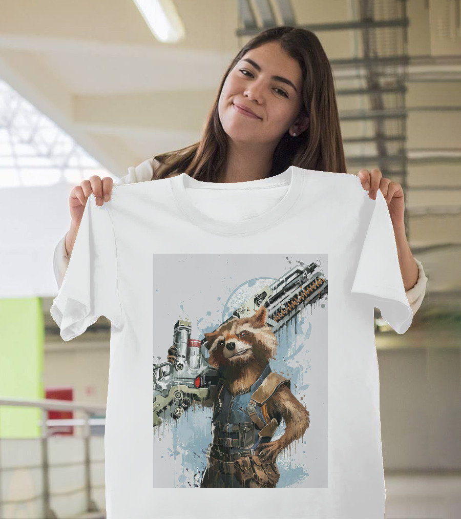 Rocket Raccoon Guardians Of The Galaxy Gun T-Shirt