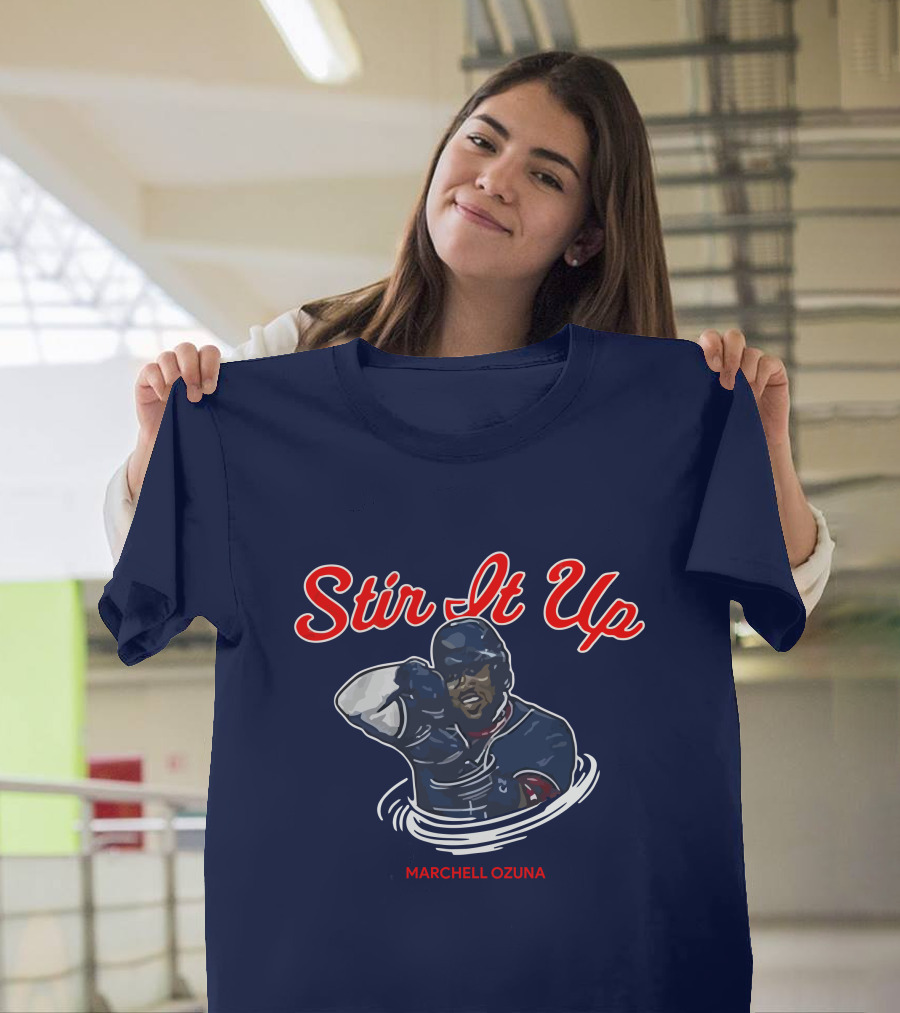 Stir It Up Marcell Ozuna Baseball Action Graphics T-Shirt