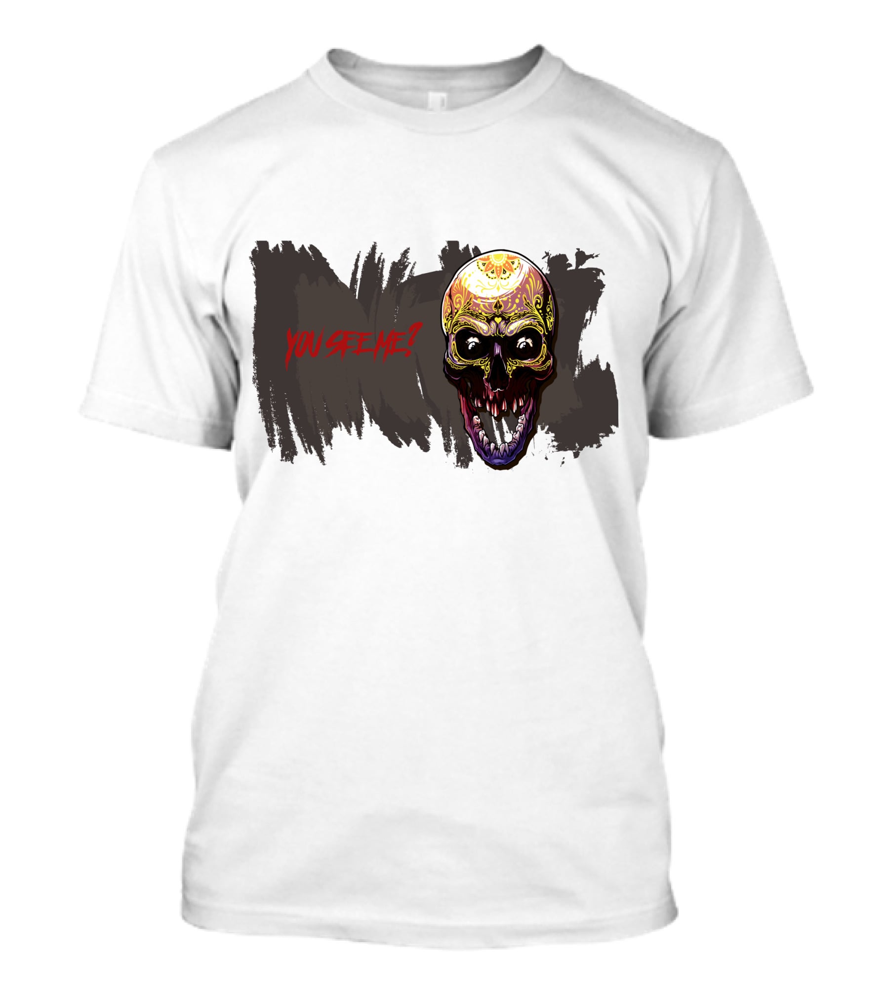 Skull Yellow Scary Horror You See Me T-Shirt