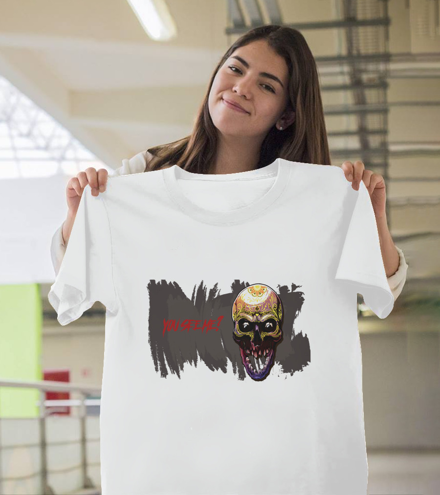 Skull Yellow Scary Horror You See Me T-Shirt