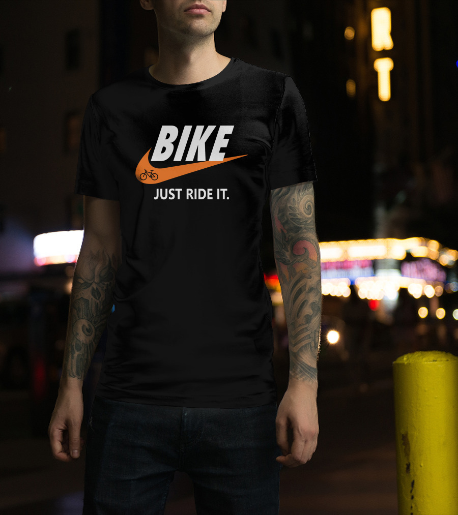 BIKE Just Ride It Swoosh Iconic Cycling T-Shirt