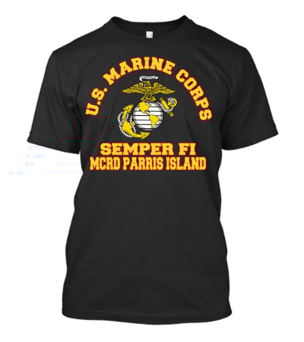 U.S. Marine Corps Semper Fi MCRD Parris Island Emblem T-Shirt