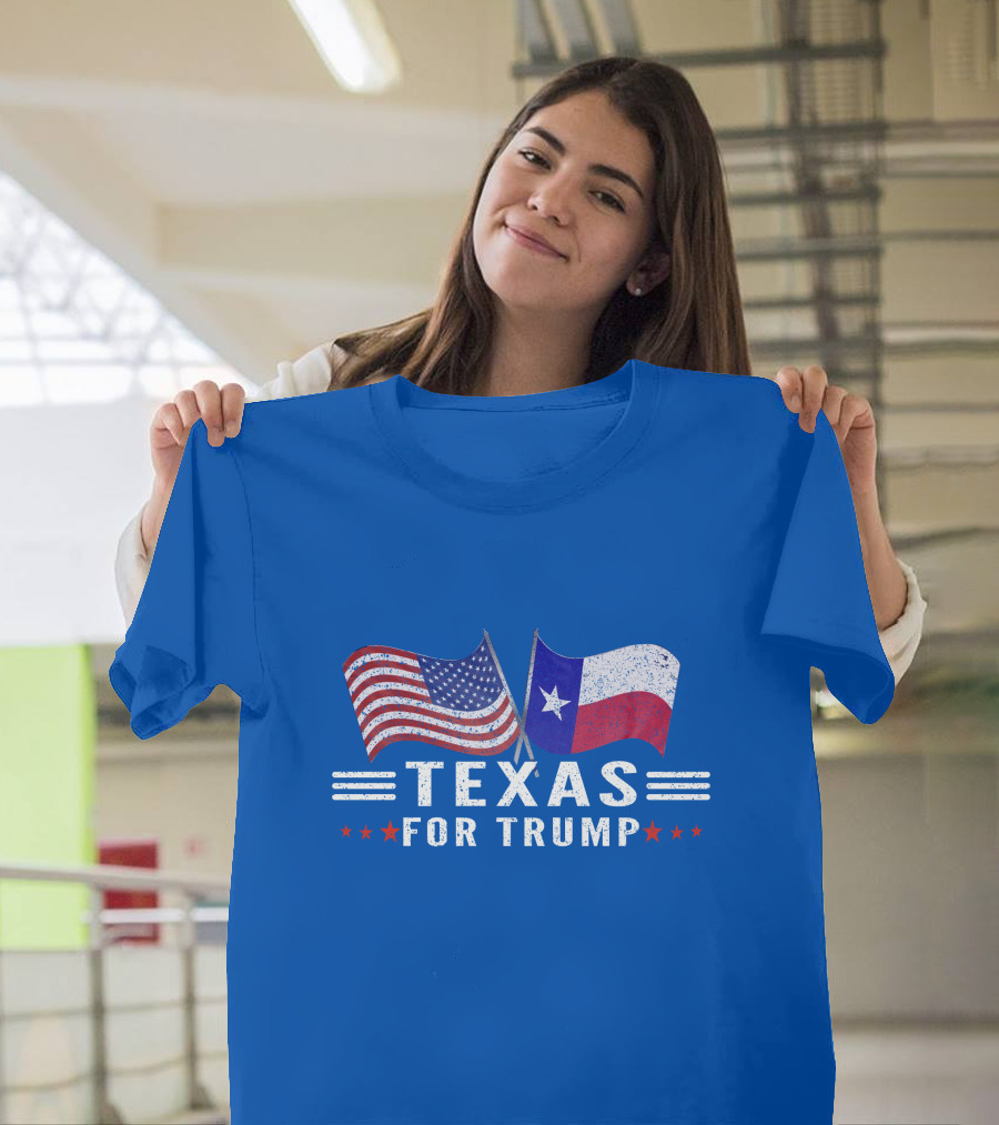 Texas for Trump with American and Texas Flags T-Shirt