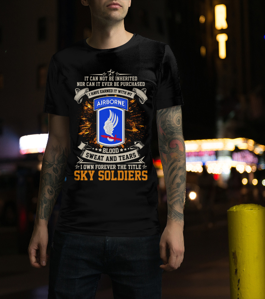 173rd Airborne Brigade Sky Soldiers Blood Sweat And Tears Badge T-Shirt