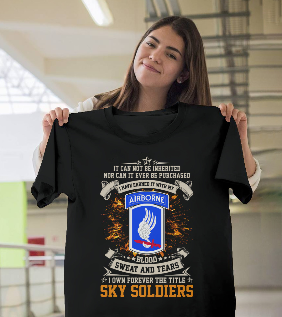 173rd Airborne Brigade Sky Soldiers Blood Sweat And Tears Badge T-Shirt