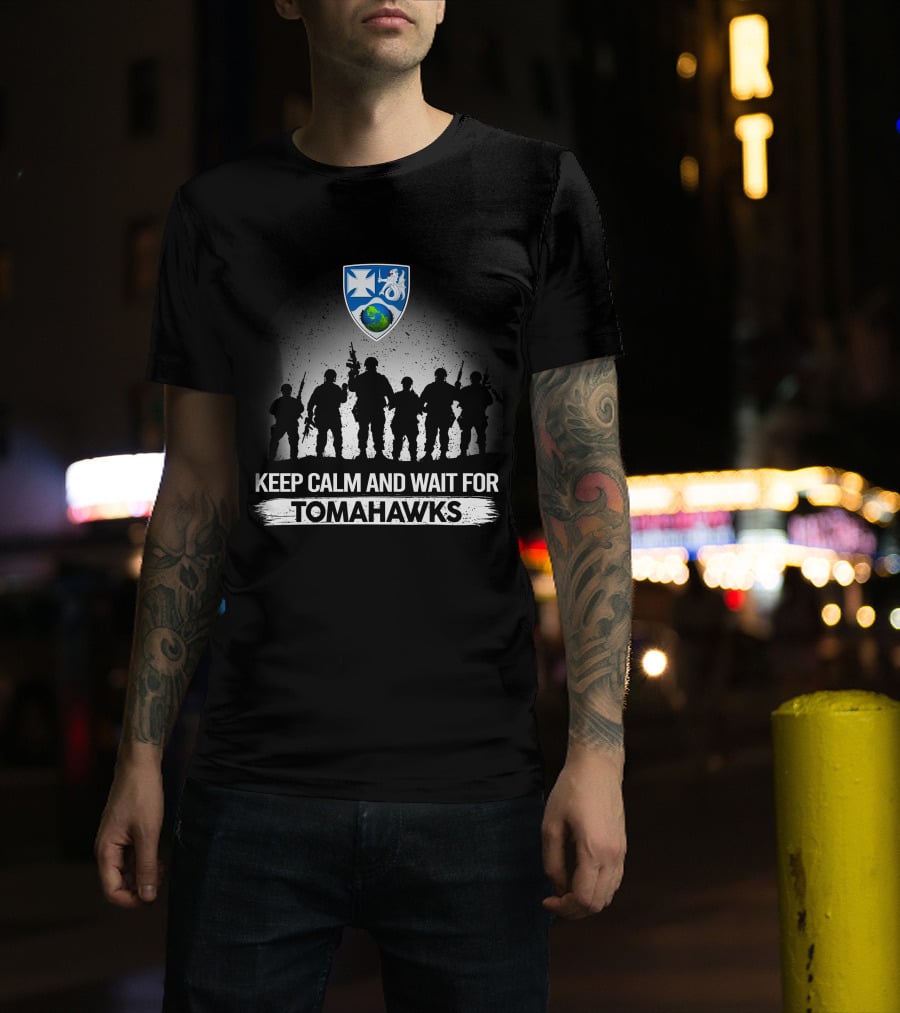 Keep Calm And Wait For Tomahawks 23Rd Infantry Regiment Silhouette Shield Heroes T-Shirt