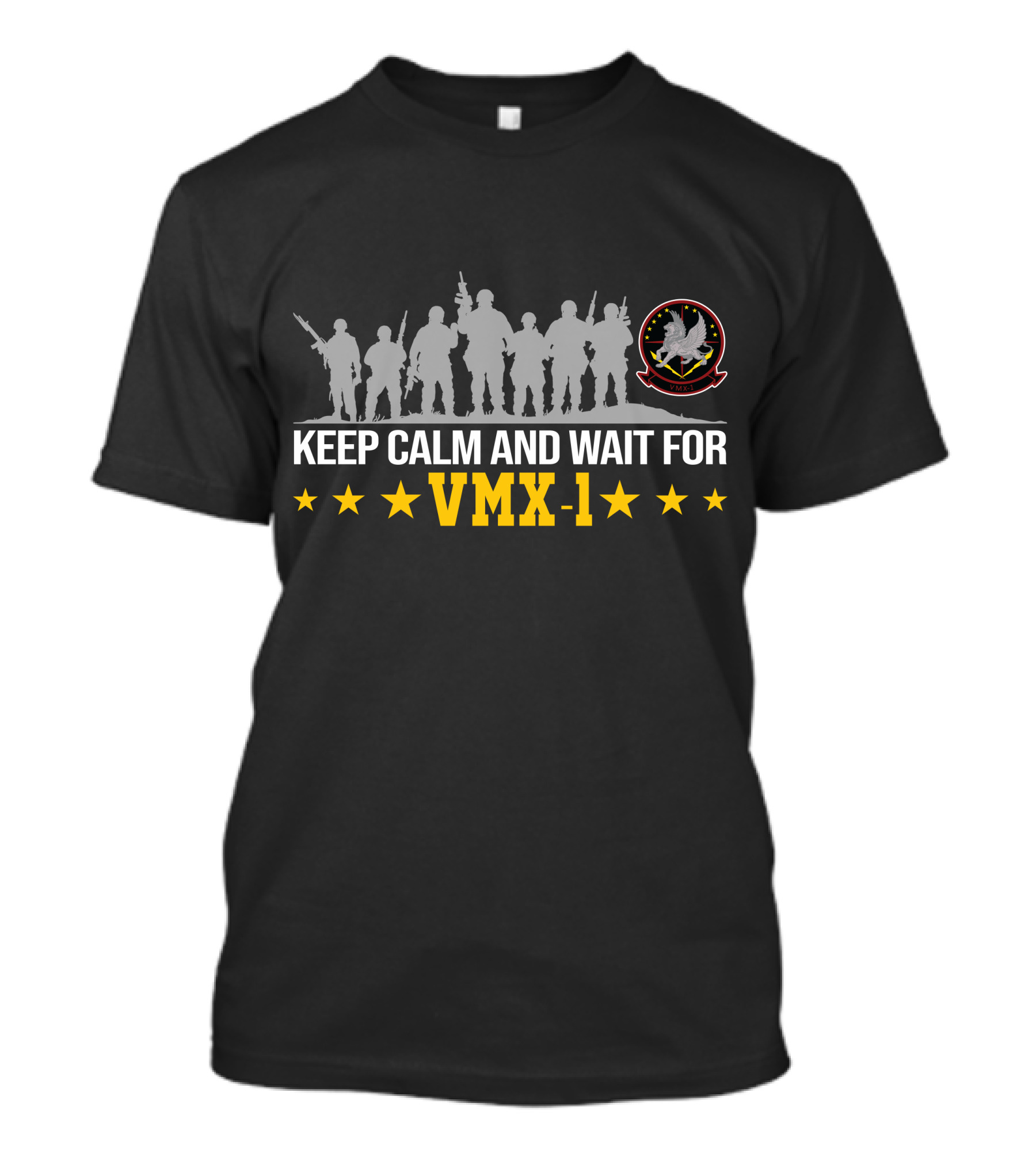 Keep Calm And Wait For Vmx-1 Silhouette Image With Military Symbols T-Shirt