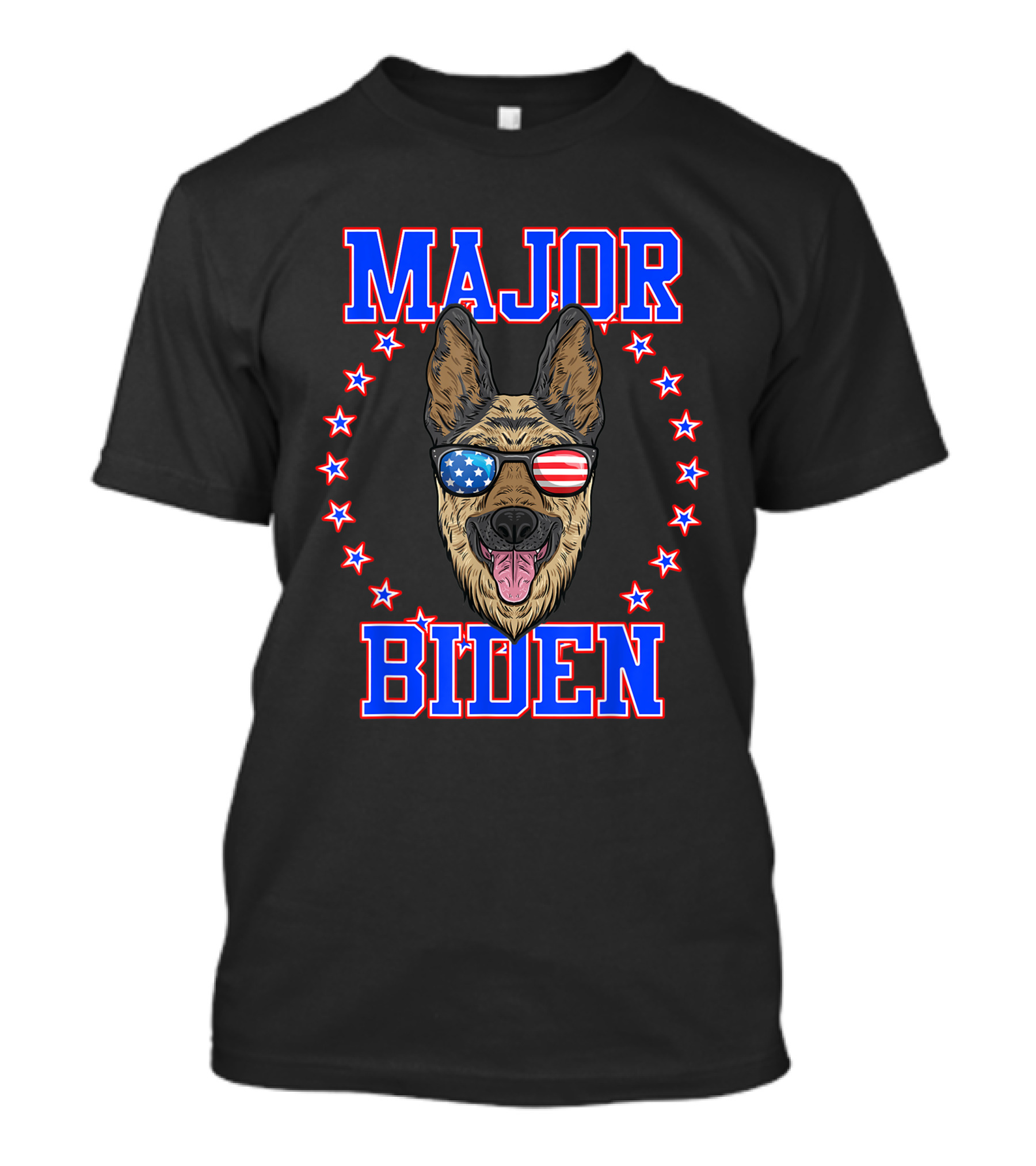 Major Biden German Shepherd Patriotic Sunglasses USA Stars T-Shirt