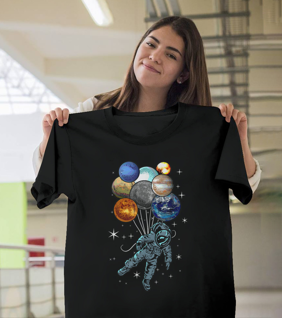 Astronaut Space Funny Spaceman Planets Balloons Moon Nasa Perfect T-Shirt