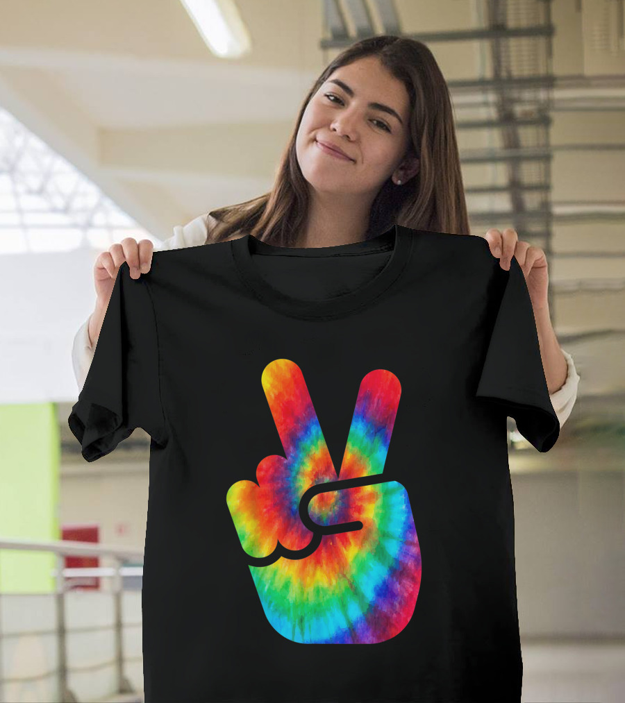 Peace Sign Rainbow Tie Dye Vibe T-Shirt