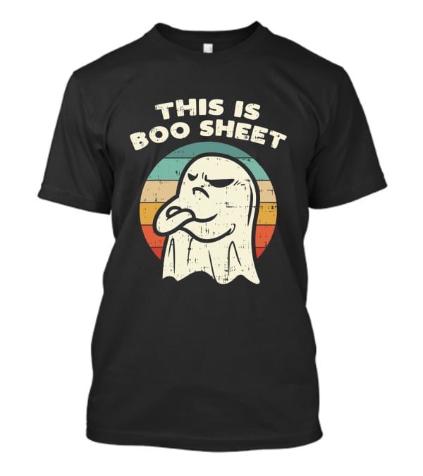 This Is Boo Sheet Vintage Ghost Halloween Retro Stripes T-Shirt