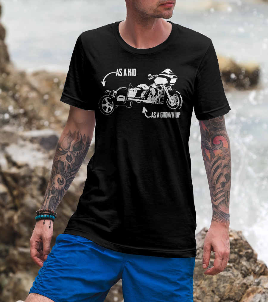 Men's Kid's Big Wheel Tricycle As A Kid Road Glide Motorcycle As A Grown Up T-Shirt