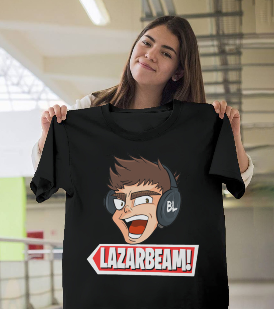 Lazarbeam Gingy Headphones Cartoon Face BL Logo Youtuber Merch T-Shirt