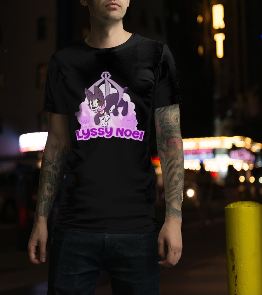 Lyssy Noel Cartoon Cat With Rabbits And Crystals T-Shirt