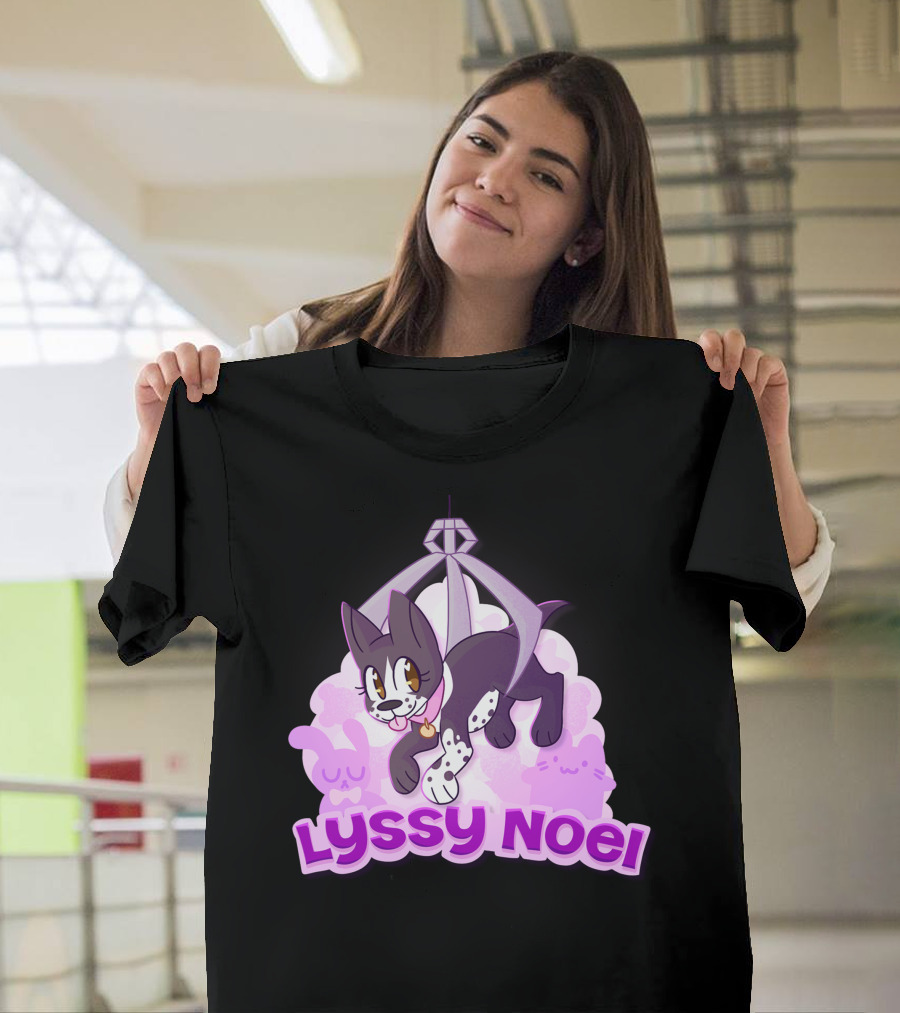 Lyssy Noel Cartoon Cat With Rabbits And Crystals T-Shirt