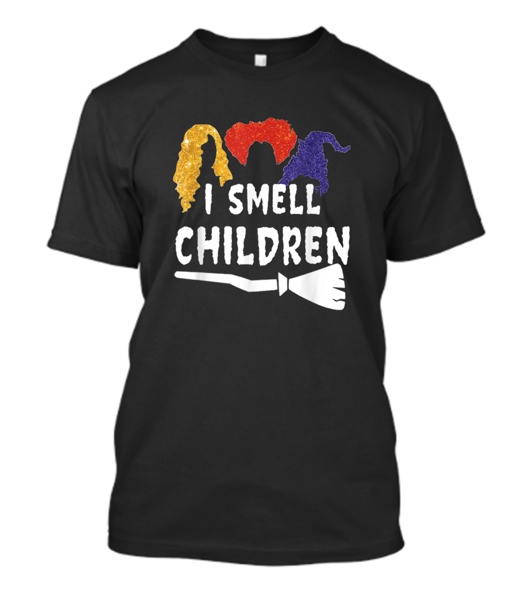 I Smell Children Funny Halloween Witches Broom Silhouette Costume T-Shirt