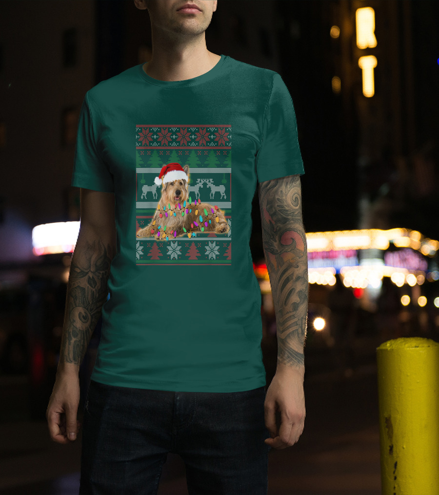Berger Picard Christmas Santa Hat Ugly Sweater Lights Reindeer Snowflakes T-Shirt