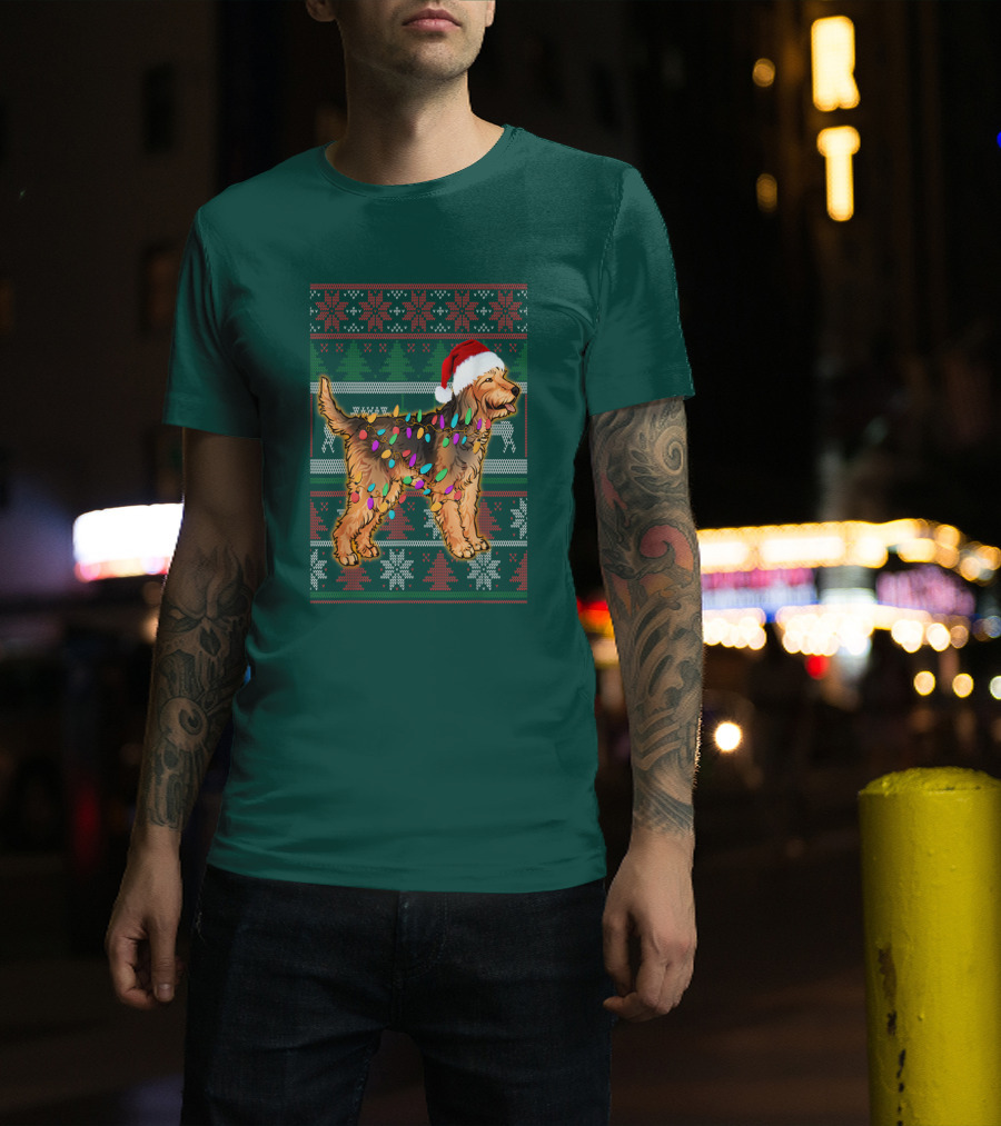 Otterhound Christmas Lights Santa Hat T-Shirt