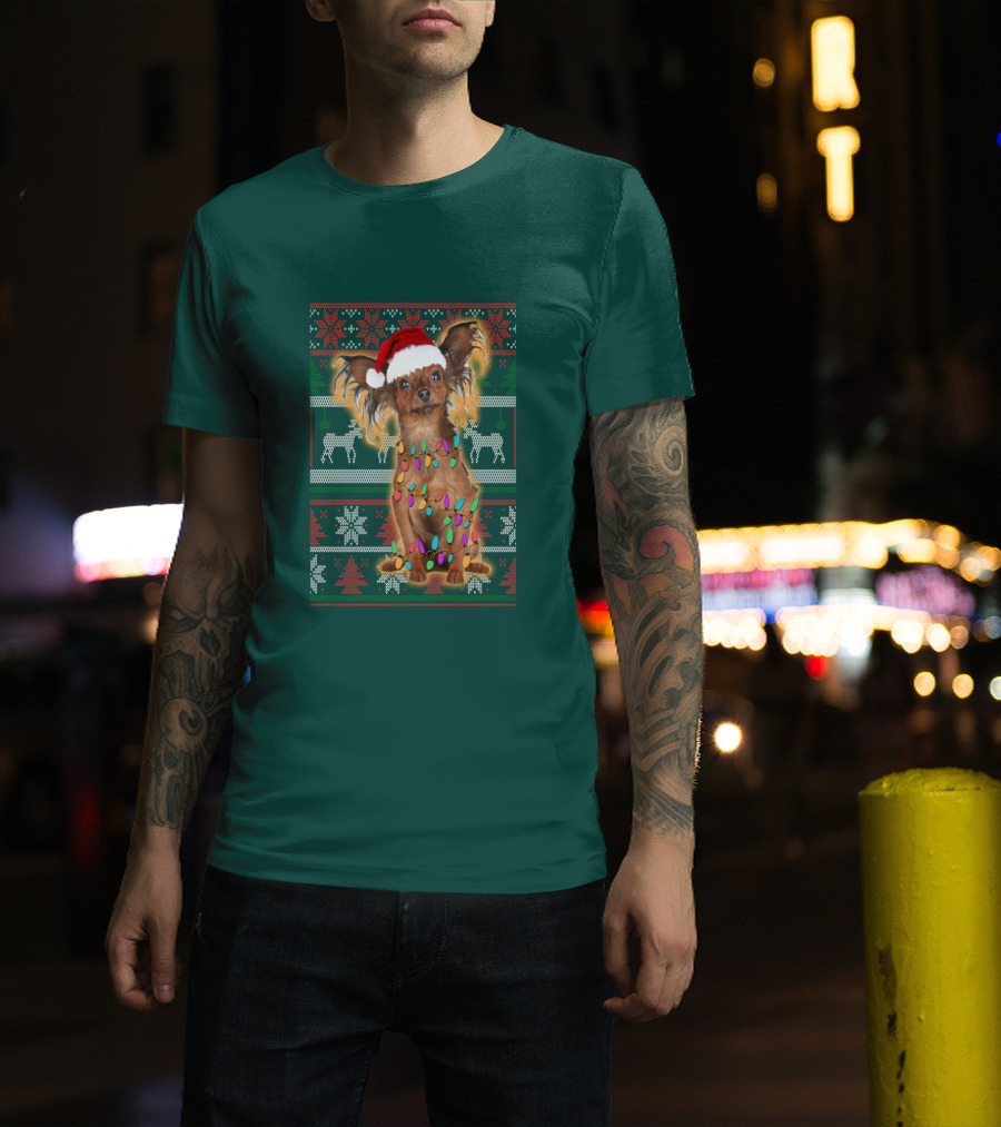 Russian Toy Christmas Lights Santa Hat Reindeer Snowflakes T-Shirt