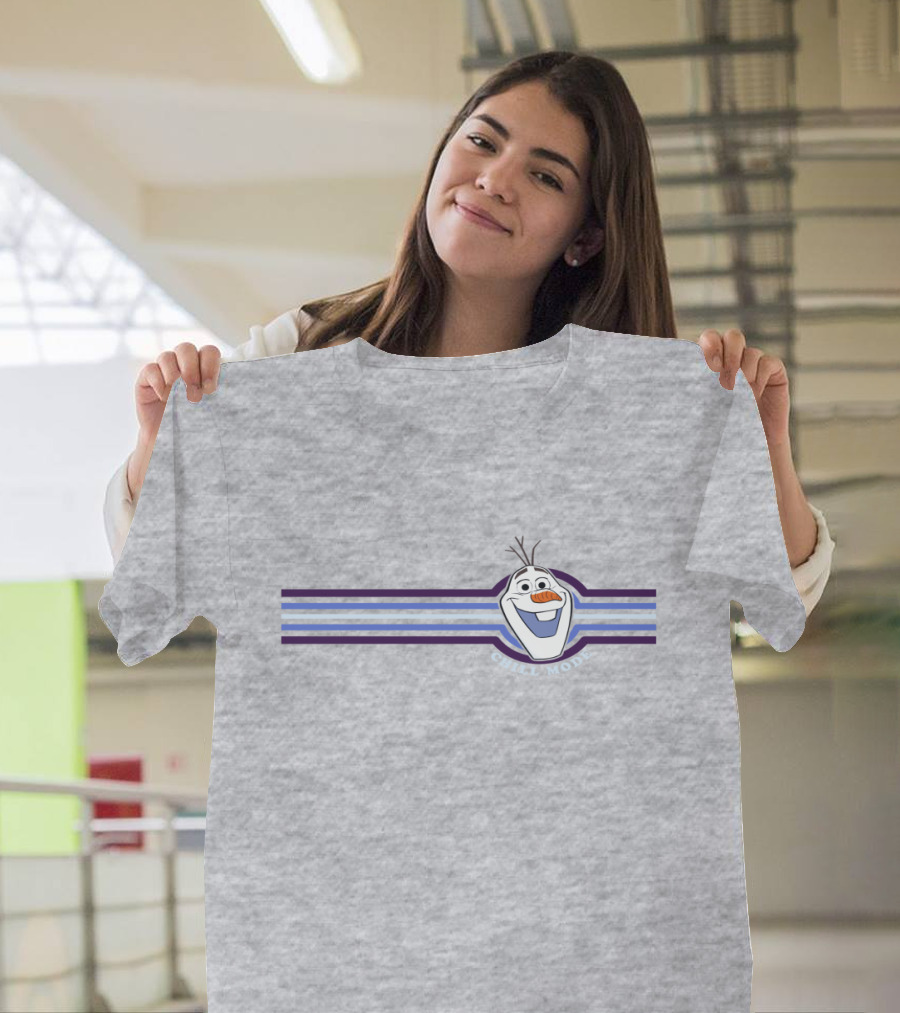 Frozen 2 Olaf Chill Mode Stripes Iconic Snowman With Shades Of Blue T-Shirt