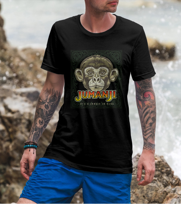 Jumanji Distressed Monkey It's A Jungle In Here Board Game Piece T-Shirt