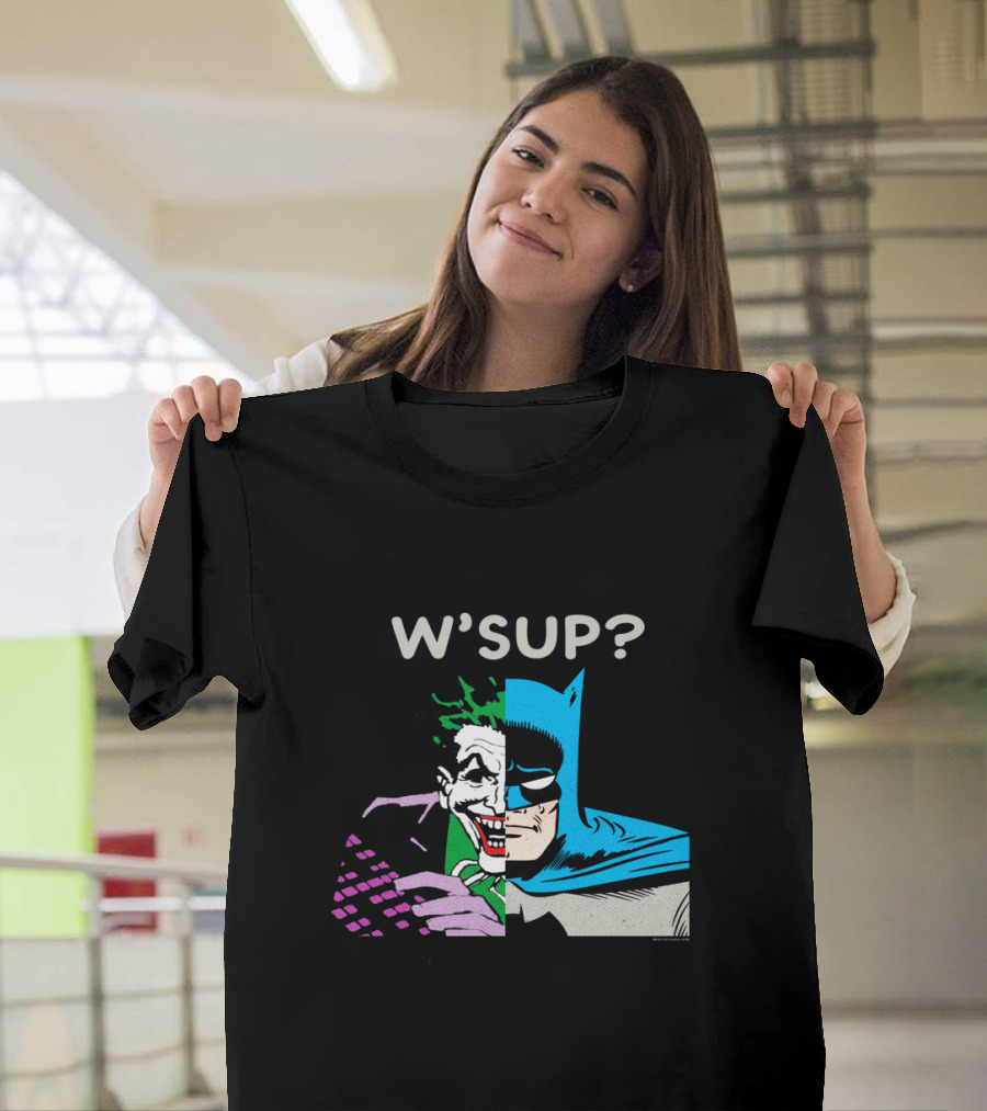 W'SUP Joker and Batman Split Face Iconic Comic T-Shirt