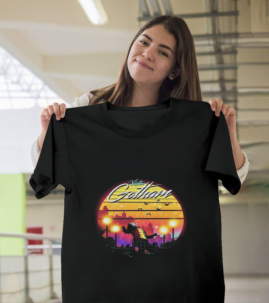 Visit Gotham Joker Am I Crazy or Is It Just Me Retro Cityscape T-Shirt