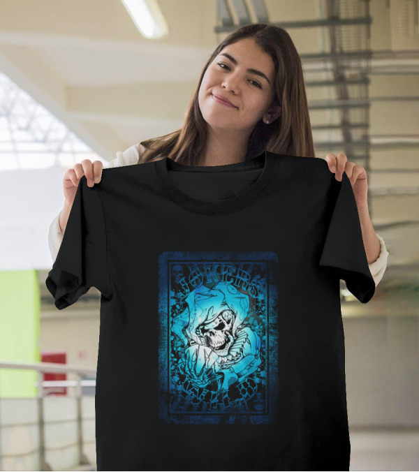 JOKERS WILD CARD Skeleton Jester Tattoo Style Poker T-Shirt