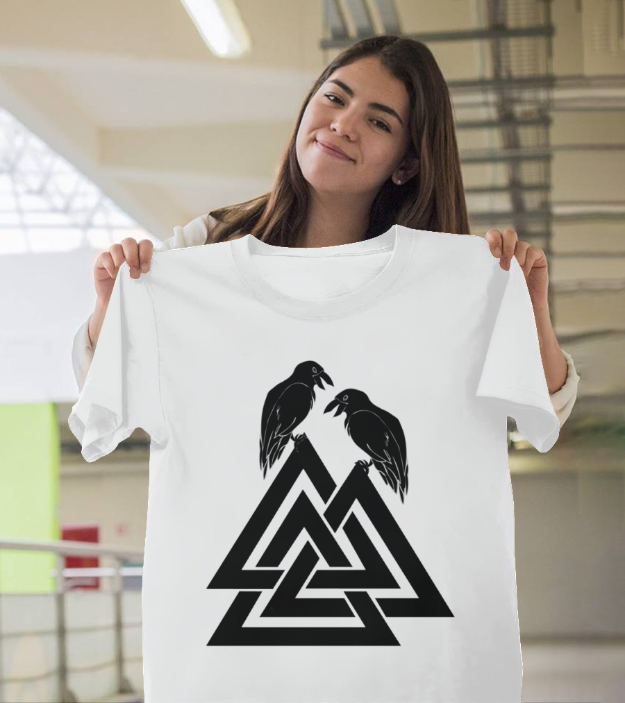Valknut Odin Raven Viking Symbol Norse Mythology T-Shirt