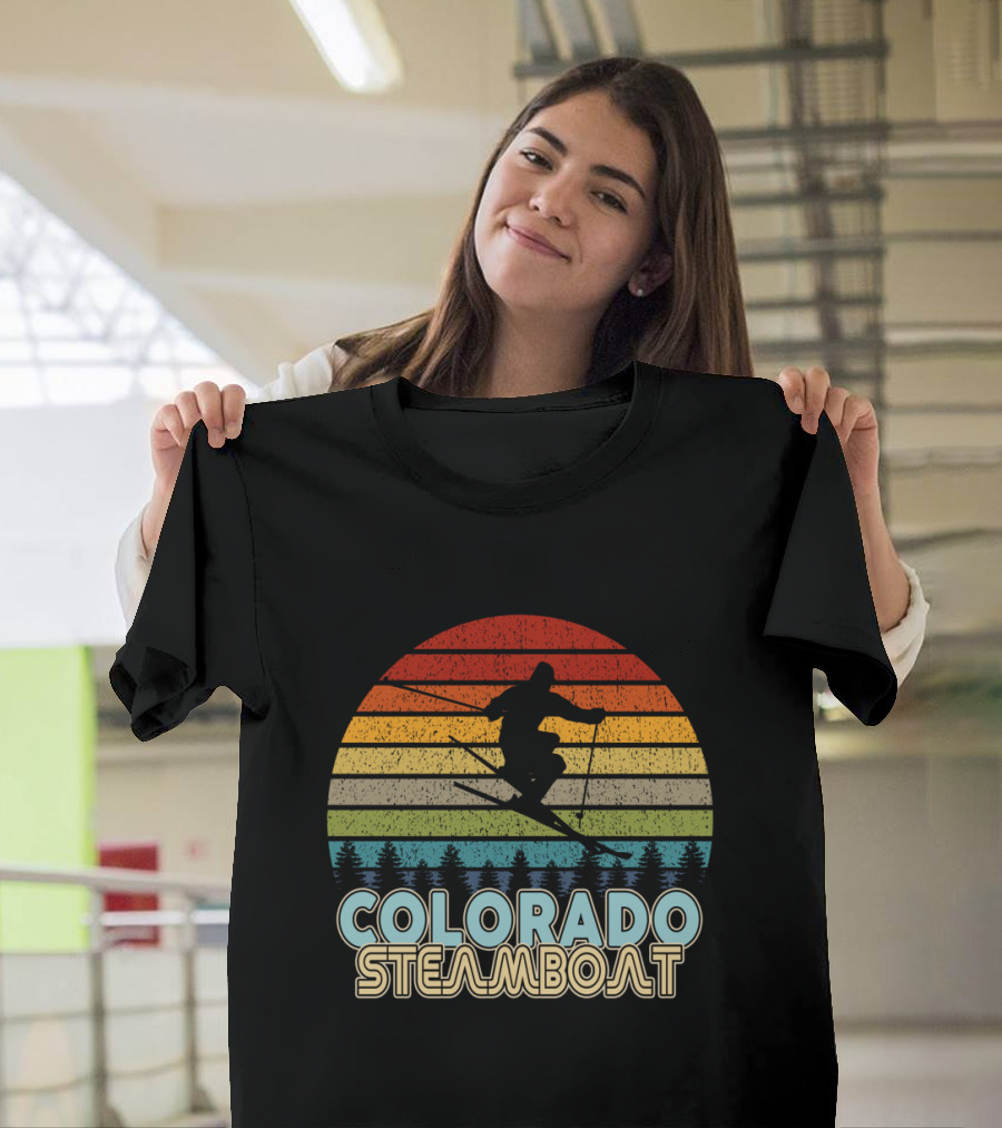 Colorado Steamboat Vintage Skiing Winter Skier T-Shirt