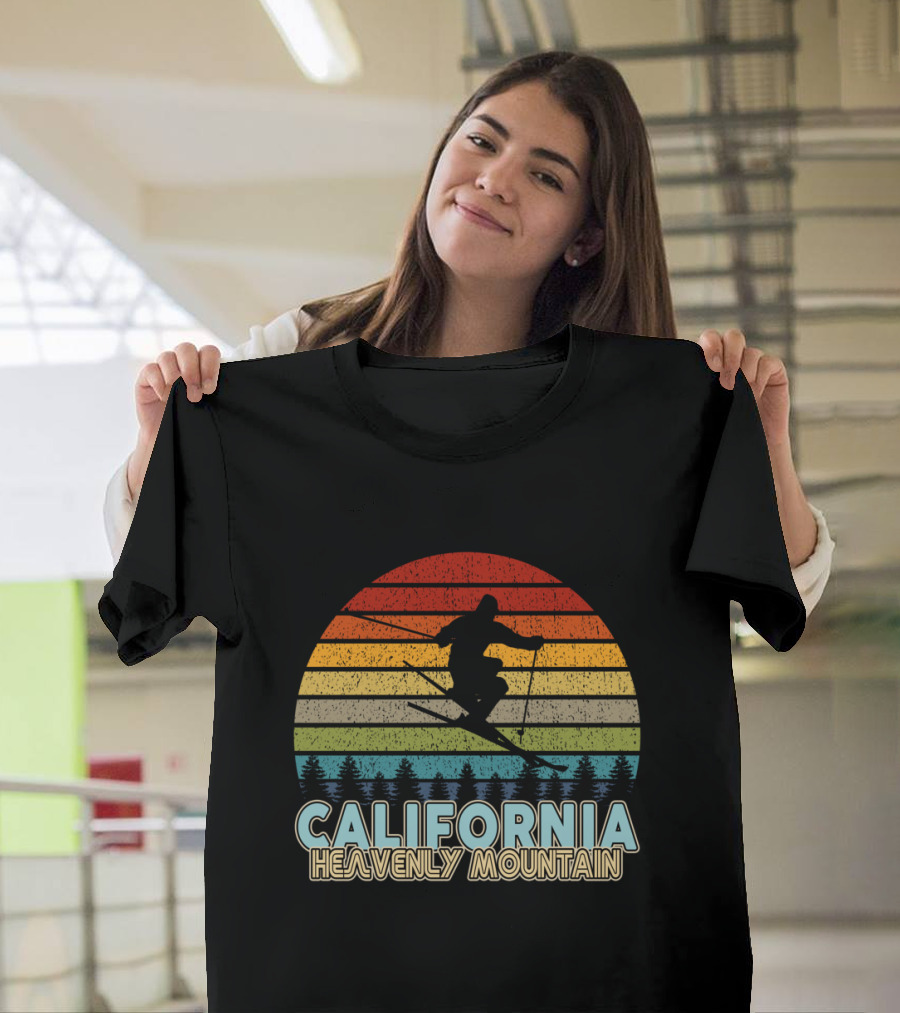 California Skiing Vintage Winter Heavenly Mountain T-Shirt