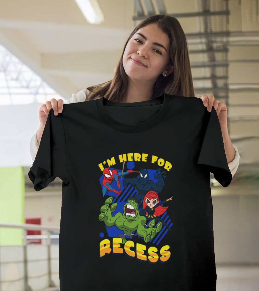 Marvel Avengers I'm Here For Recess Spiderman Black Widow Hulk T-Shirt