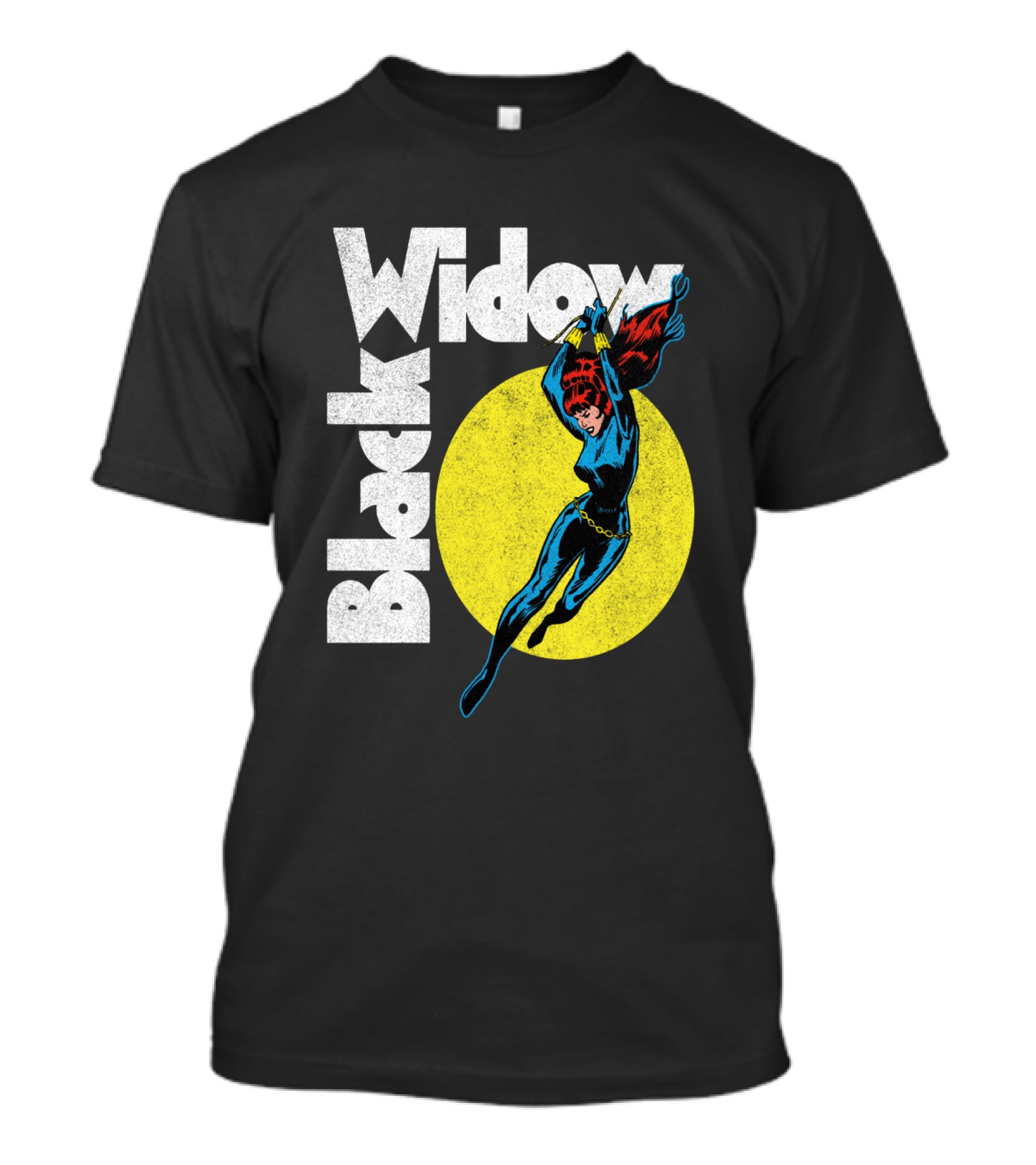 Black Widow Marvel Comic Circle Retro Heroic Pose T-Shirt
