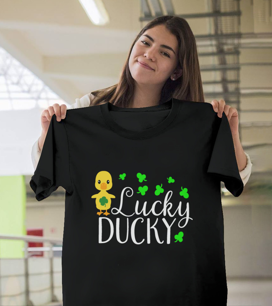 Lucky Ducky Irish Bird With Shamrocks T-Shirt