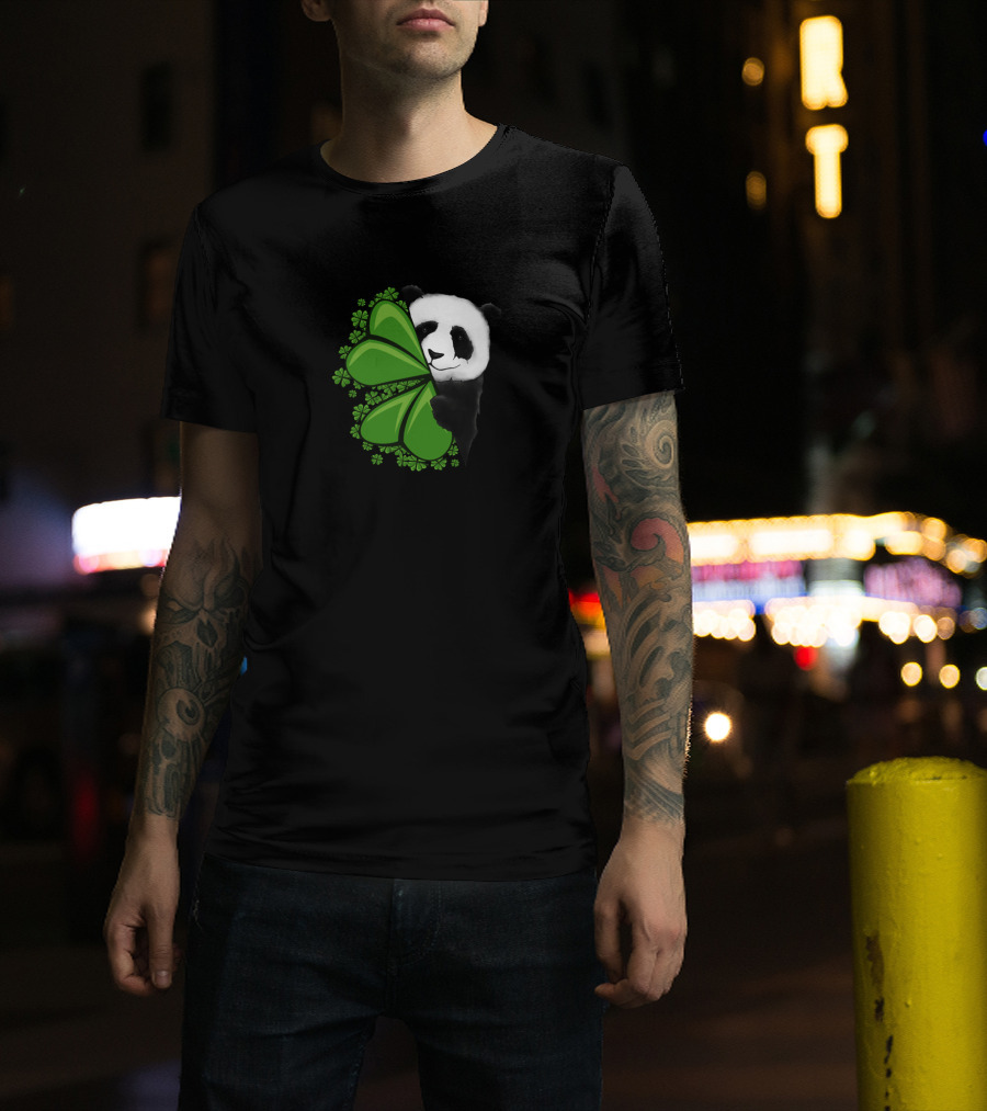 Lucky Clover Panda Shamrocks T-Shirt
