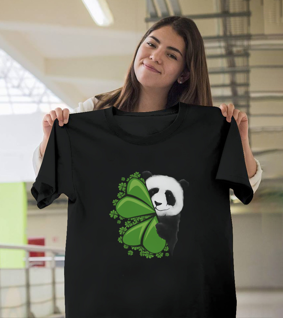 Lucky Clover Panda Shamrocks T-Shirt
