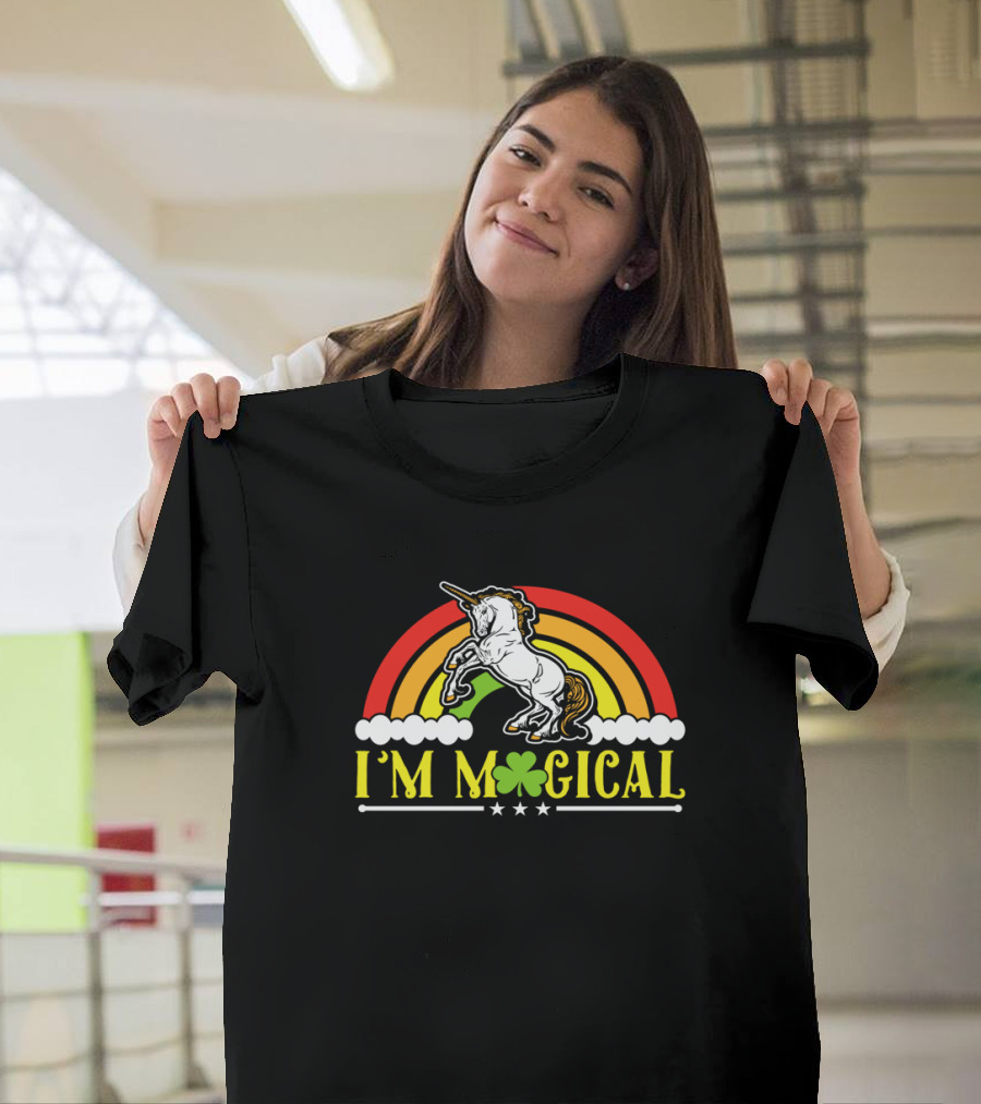 I'm Magical Saint Patrick's Day Shamrock Unicorn Rainbow T-Shirt