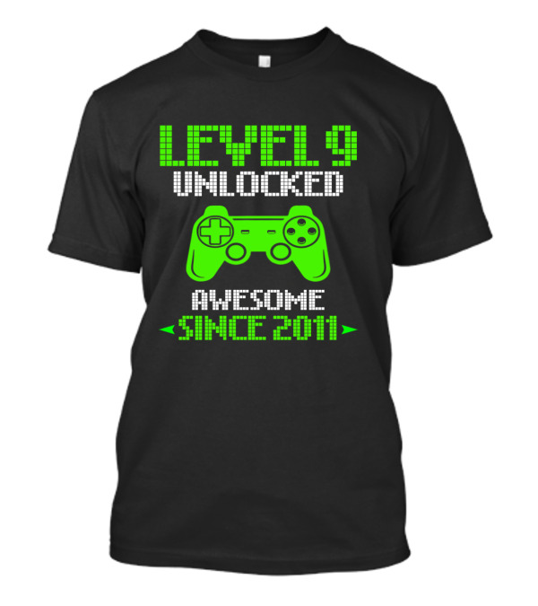 Level 9 Unlocked Video Game Awesome Since 2011 Controller T-Shirt