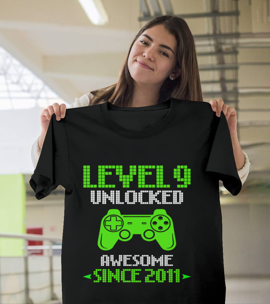 Level 9 Unlocked Video Game Awesome Since 2011 Controller T-Shirt