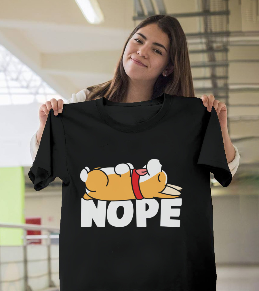 Napping Corgi Nope Lazy Dog Lover Funny T-Shirt
