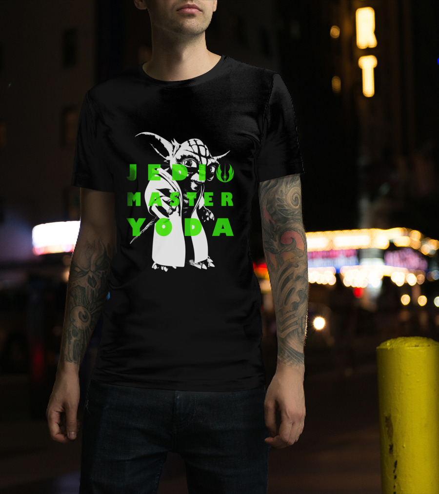 The Clone Wars Yoda Jedi Master Green Text Overlay T-Shirt