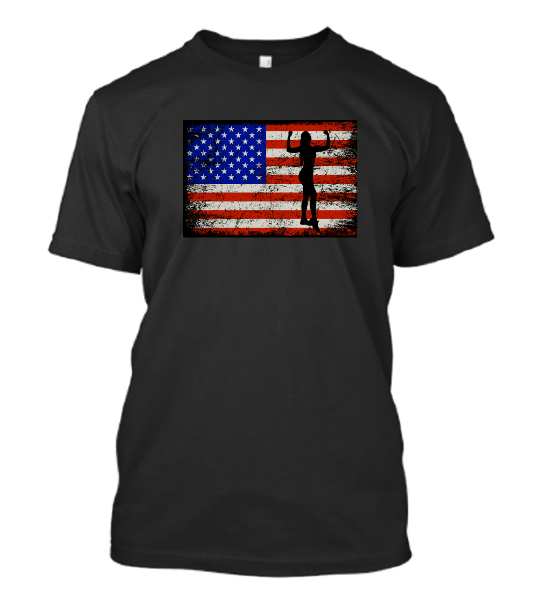 American Flag Bodybuilding Gym Silhouette Fitness Usa T-Shirt