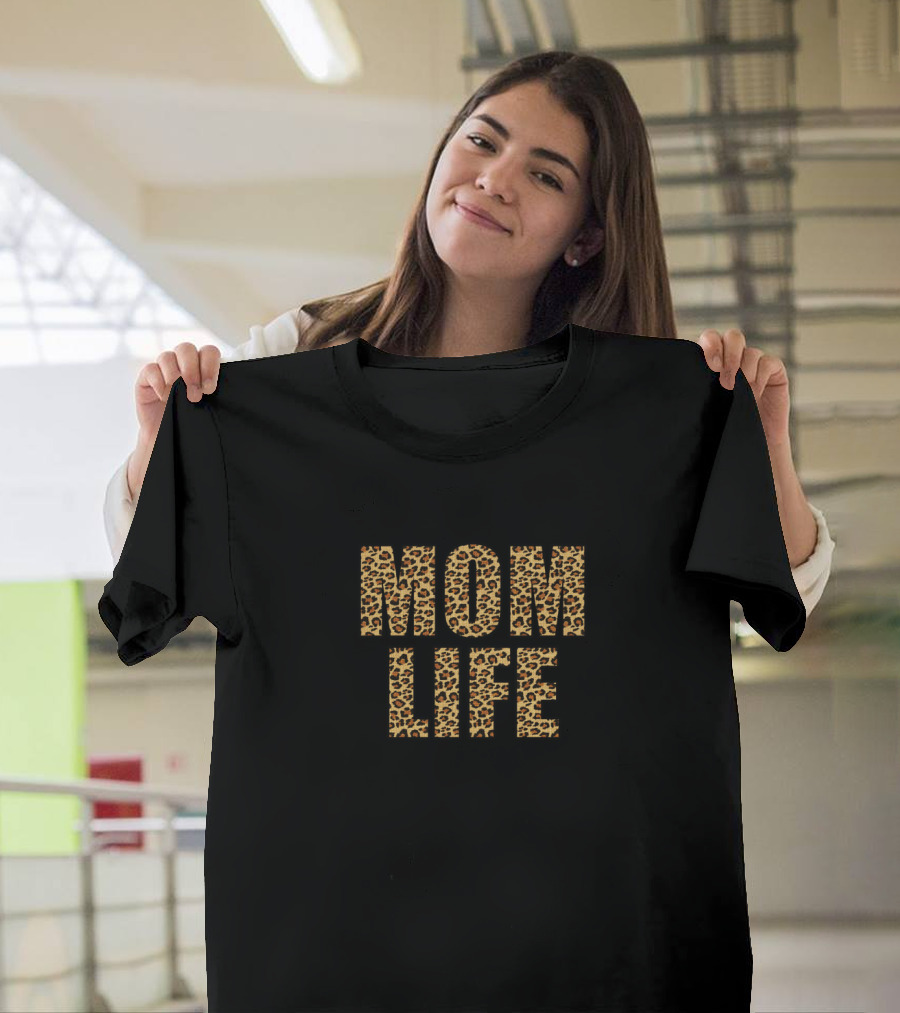 Mom Life Leopard Print Letters T-Shirt