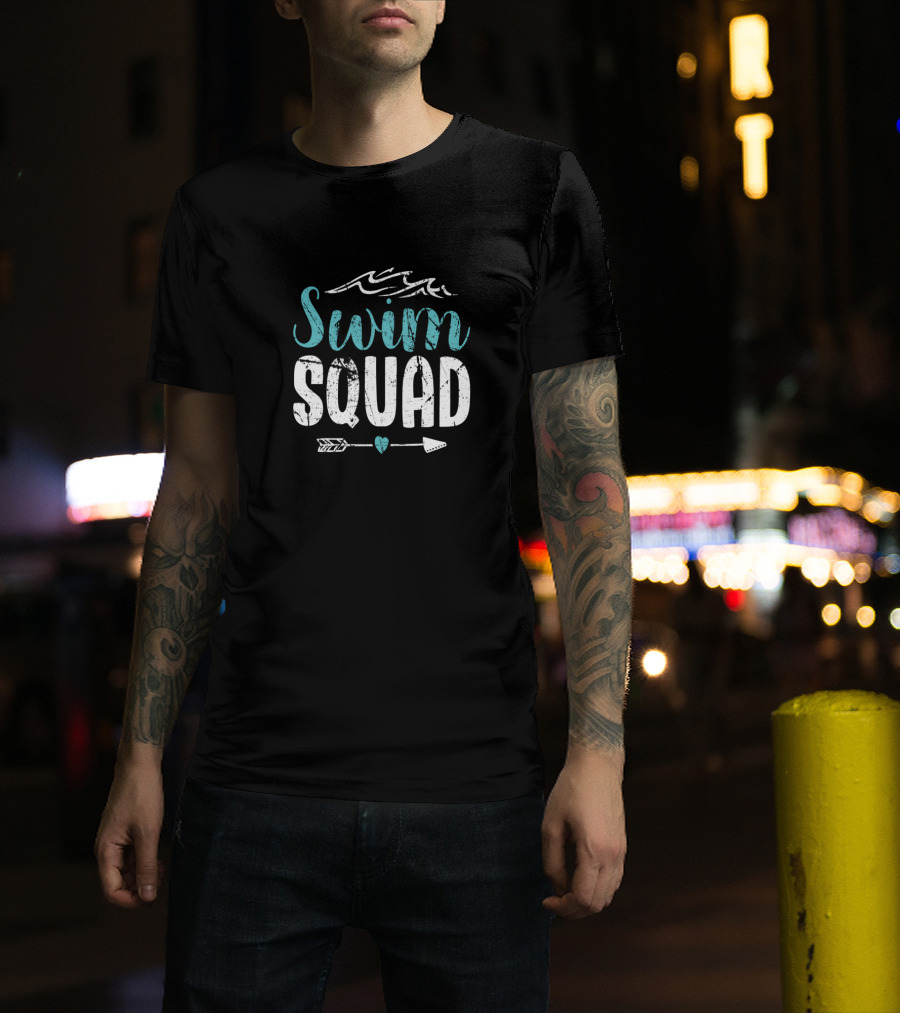 Swim Squad Perfect For Swim Team Athletes Who Race Ocean Waves Arrow Heart T-Shirt