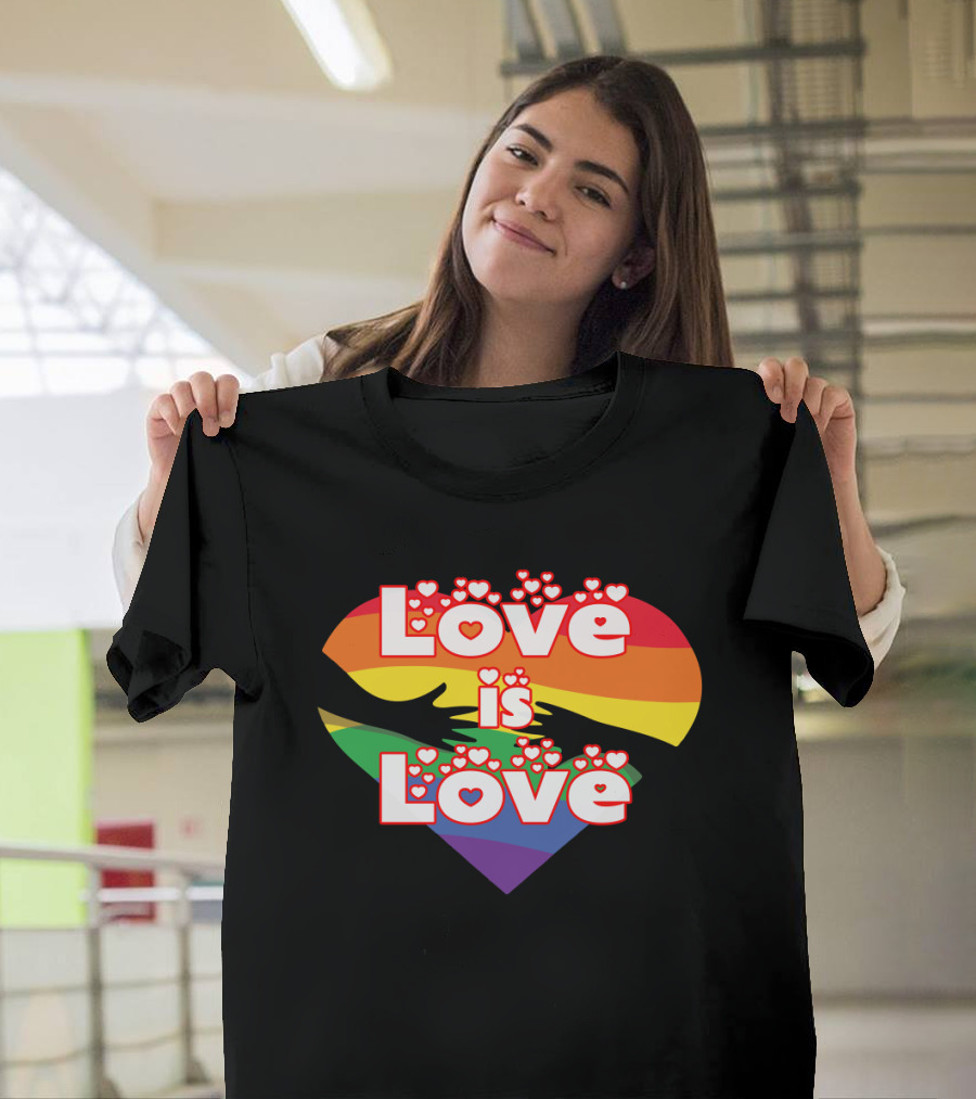 Love Is Love Hands Rainbow Flag Heart T-Shirt
